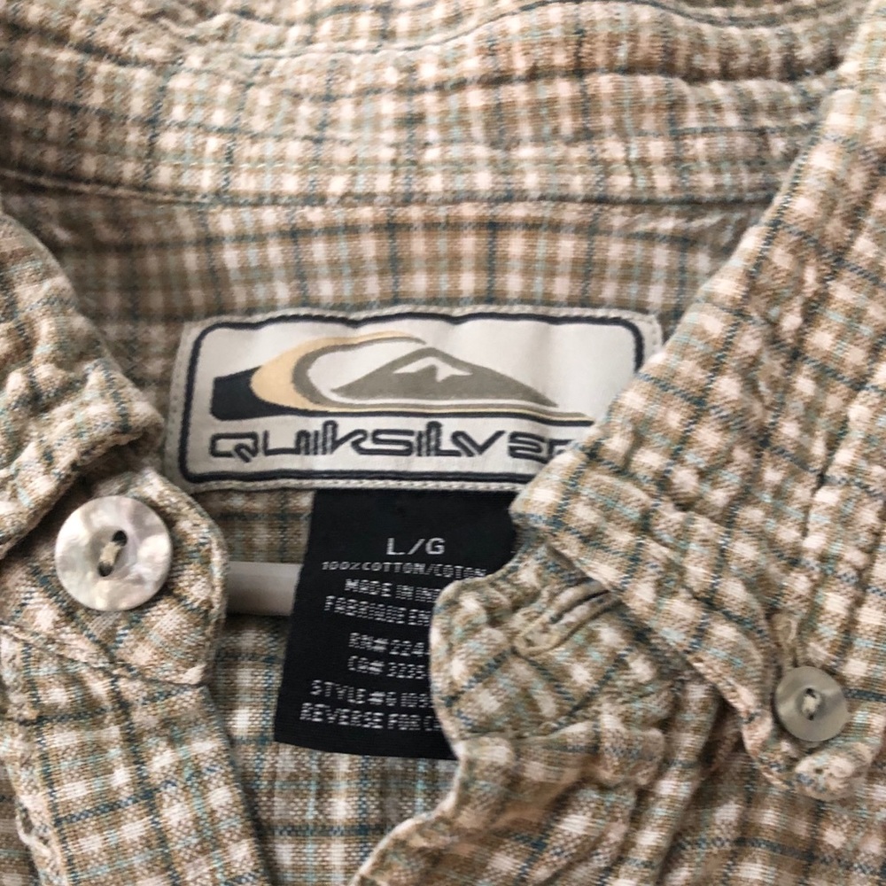 Quicksilver plaid shirt sleeve button down shirt L